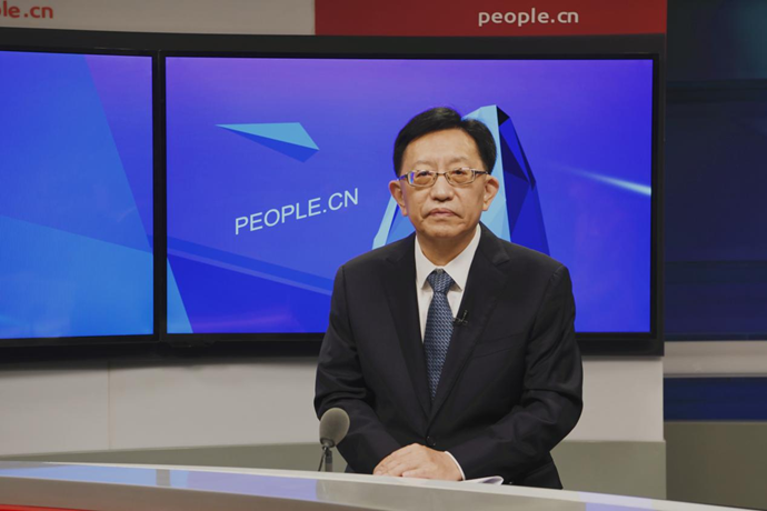 中國節(jié)能環(huán)保集團(tuán)有限公司黨委書記、董事長宋鑫做客人民網(wǎng)。人民網(wǎng)記者 王曉嘯 攝